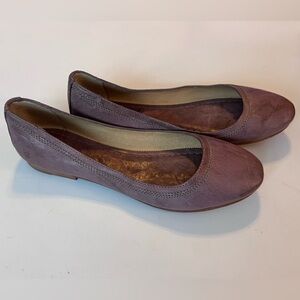 Frye Carson Gray Taupe Distressed Leather Ballet Flats